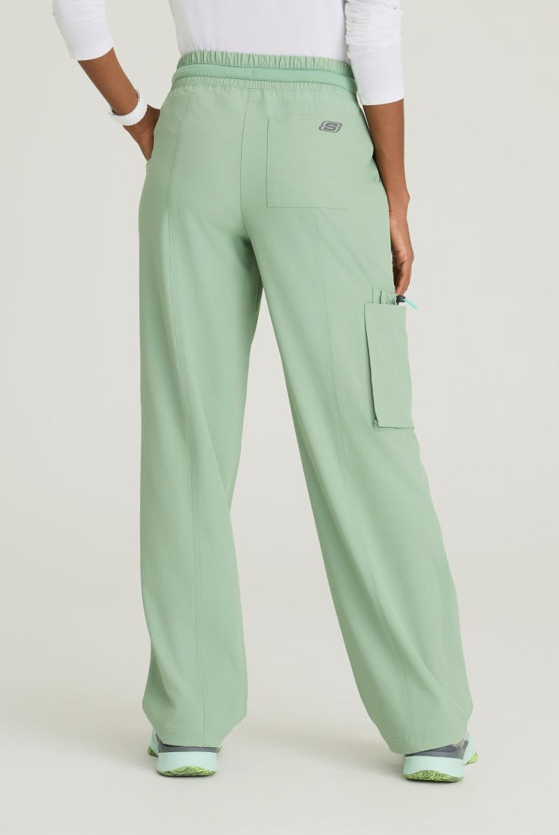 Skechers Scout Women's 5 Pocket Shirred Waistband Wide Leg Pant | Field Green