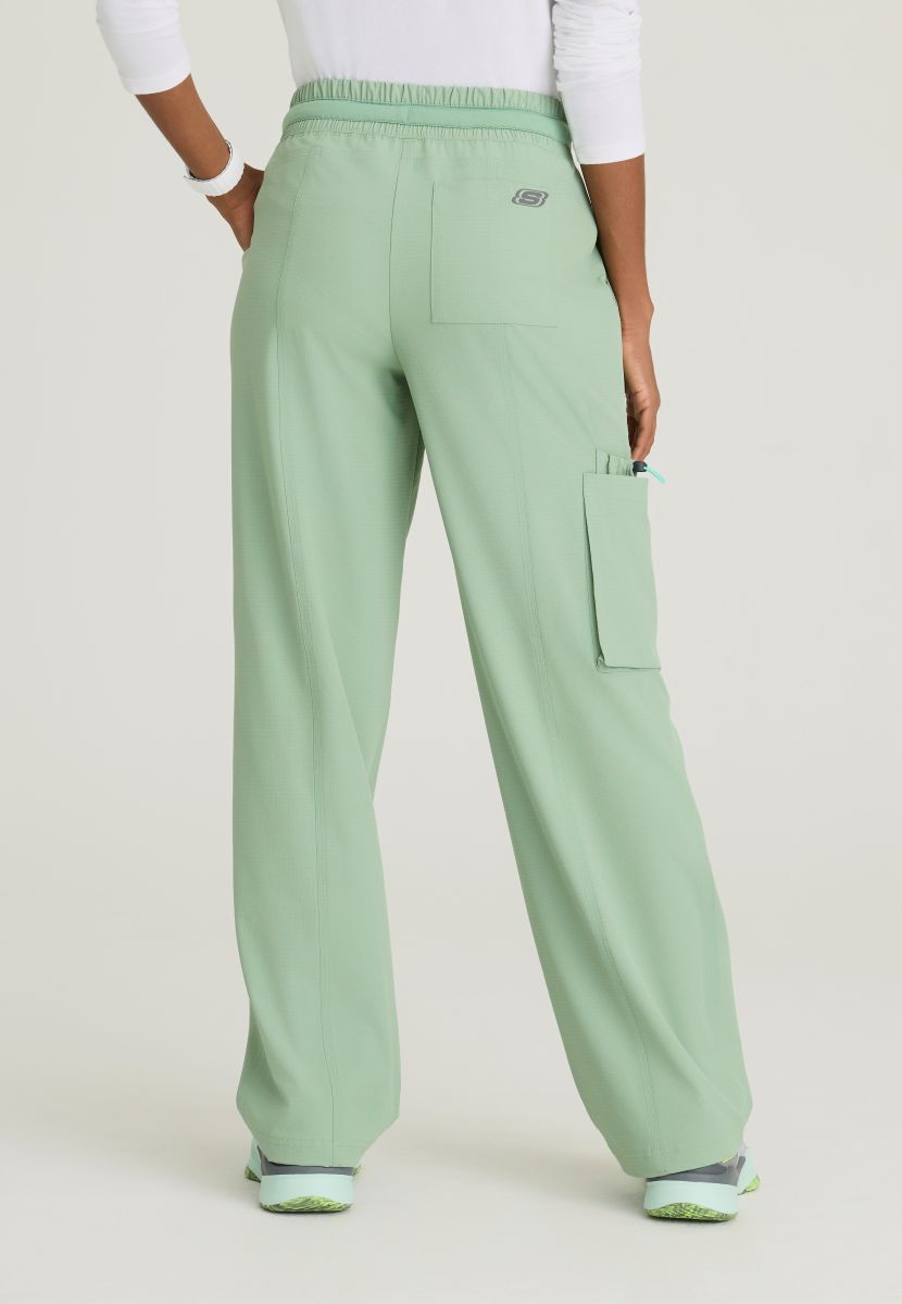 Skechers Scout Women's 5 Pocket Shirred Waistband Wide Leg Pant | Field Green