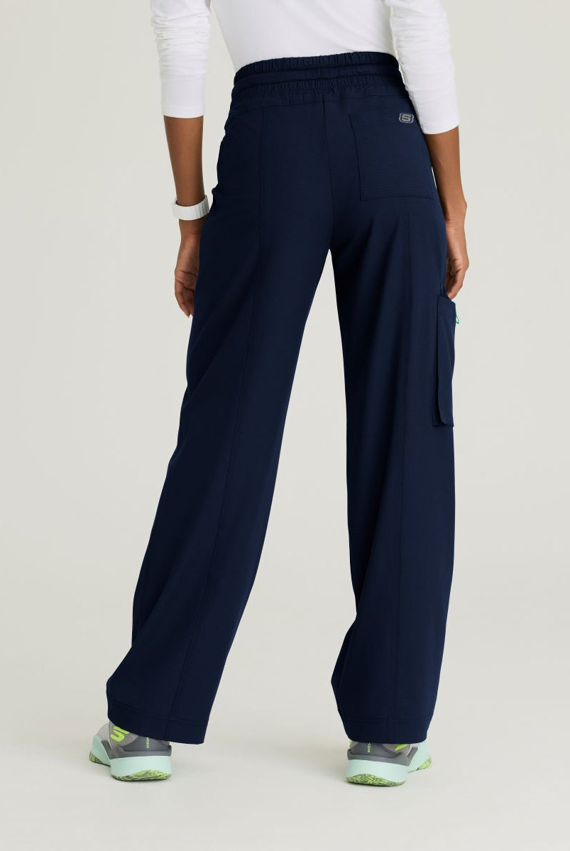 Skechers Scout Women's 5 Pocket Shirred Waistband Wide Leg Pant | NAVY