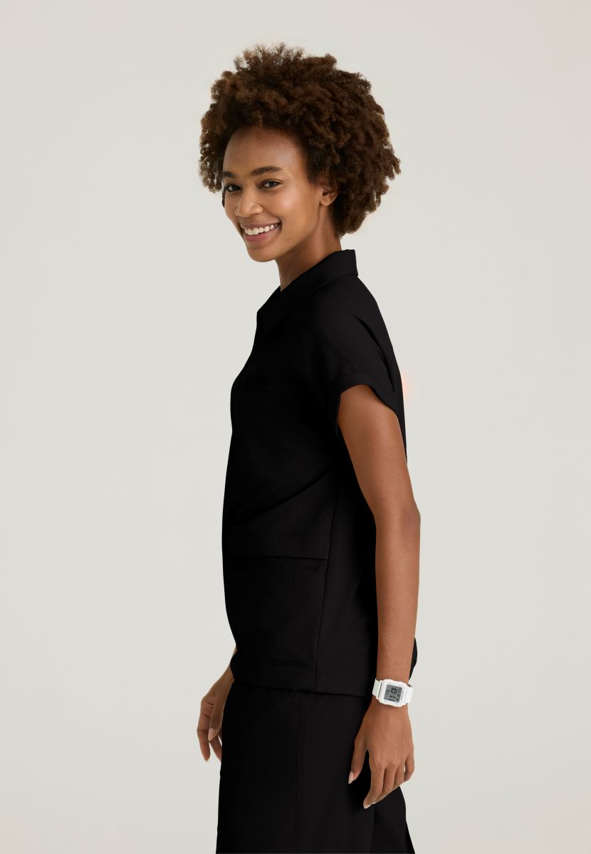 Skechers Charlie Women's 3 Pocket Shirt Collar Dolman Sleeve Top | BLACK