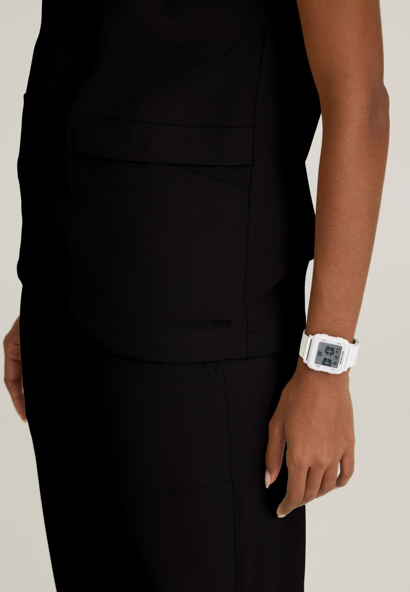 Skechers Charlie Women's 3 Pocket Shirt Collar Dolman Sleeve Top | BLACK