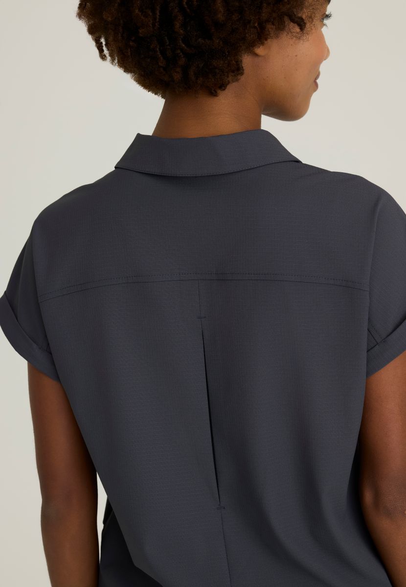 Skechers Charlie Women's 3 Pocket Shirt Collar Dolman Sleeve Top | Pewter Grey