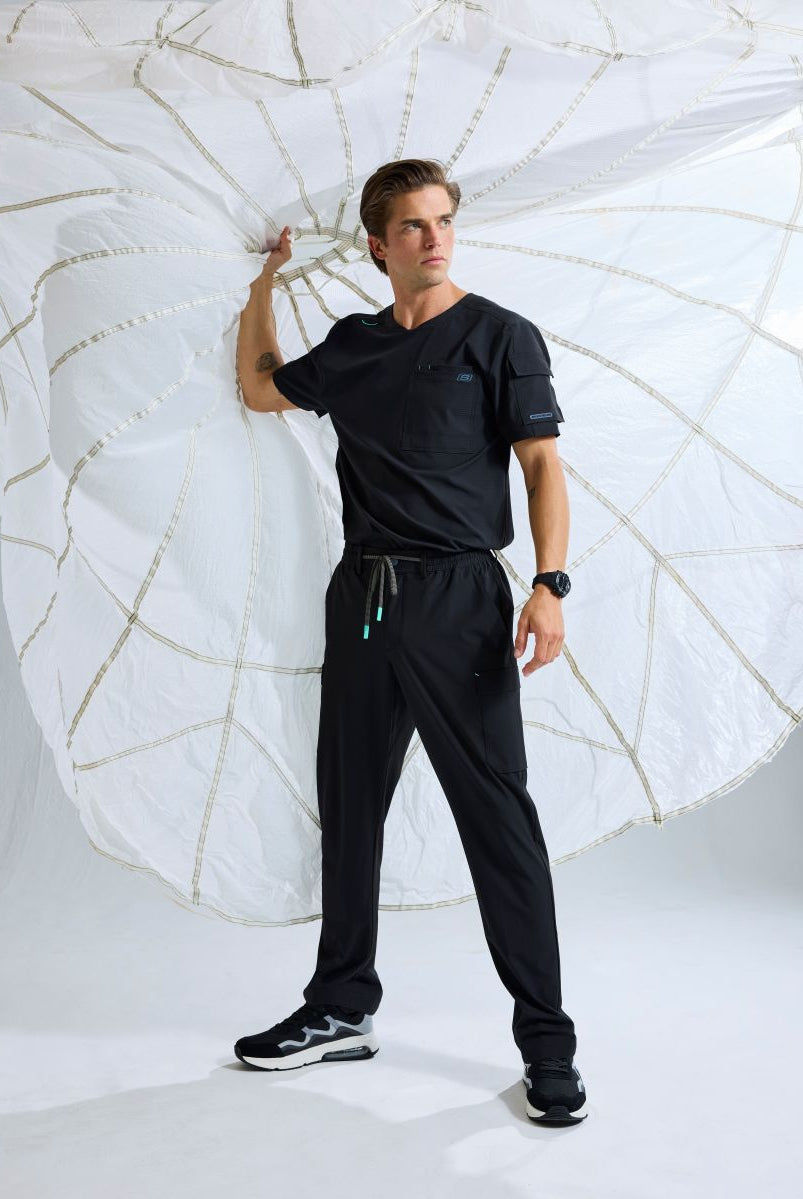 Skechers Station Men's 3 Pocket Round Neck High-Low Hem Top | BLACK