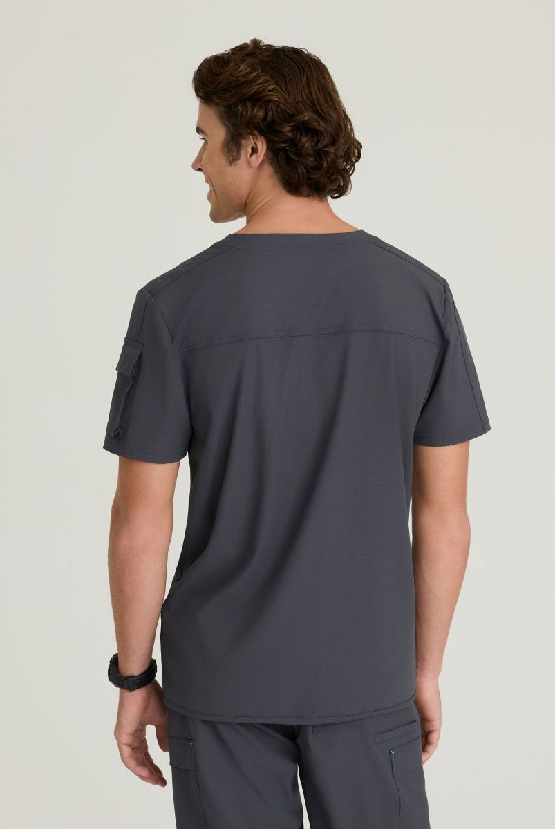 Skechers Station Men's 3 Pocket Round Neck High-Low Hem Top | Pewter Grey