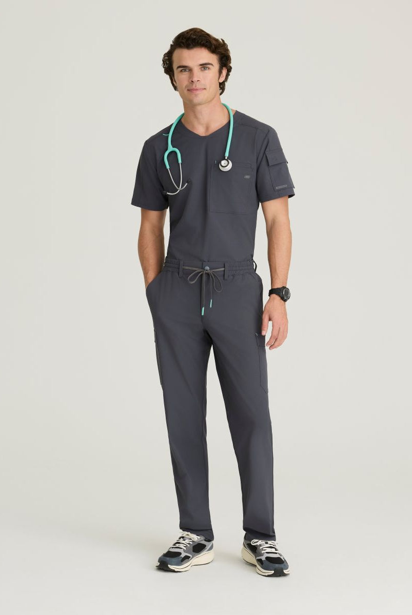 Skechers Station Men's 3 Pocket Round Neck High-Low Hem Top | Pewter Grey