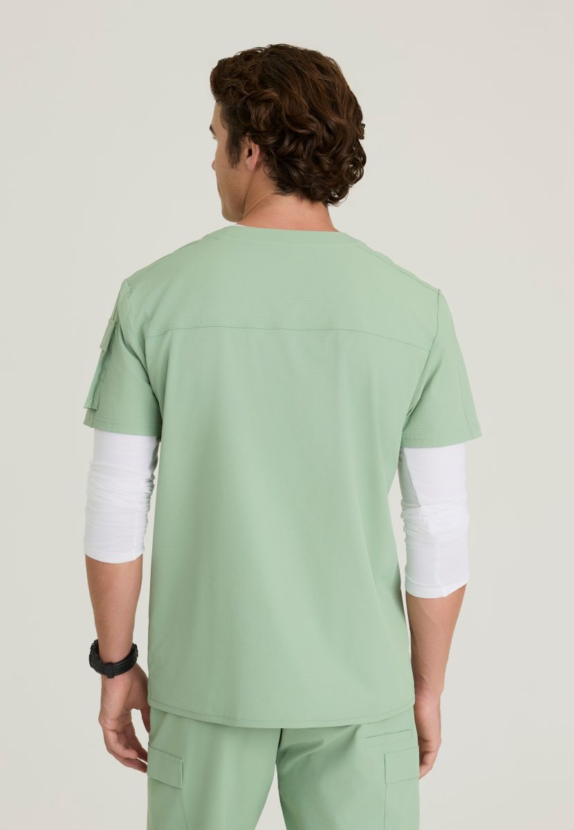 Skechers Station Men's 3 Pocket Round Neck High-Low Hem Top | Field Green