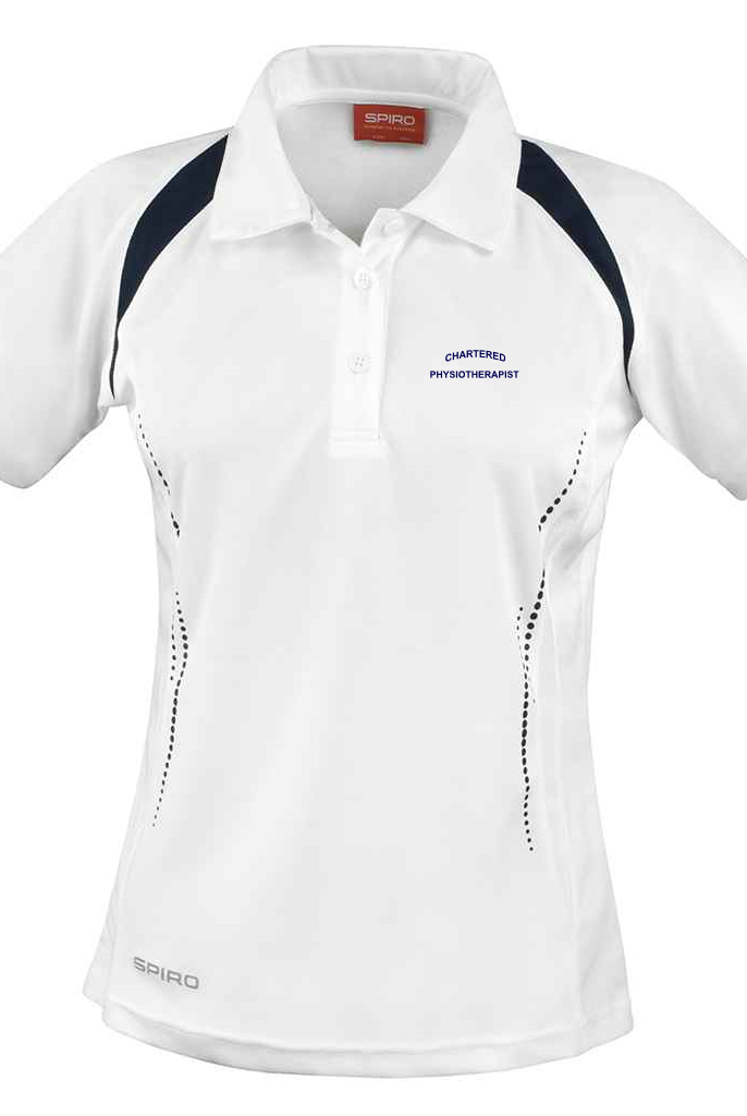 PHYSIOTHERAPY FEMALE POLO SHIRT WITH LOGO | WHITE/NAVY