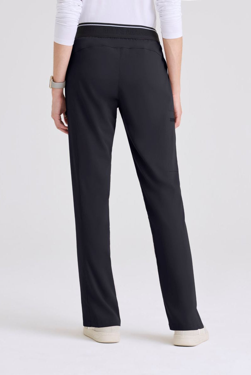 Greys Anatomy Kim 3 Pocket Elastic Back Waistband Zip-Pocket Pants | Steel