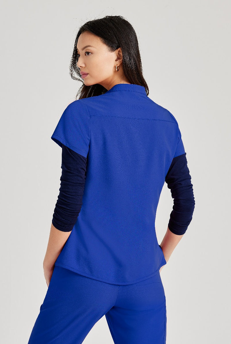 Barco Unify 1-Pocket Button Collar Tuck-In ScrubTop | New Royal