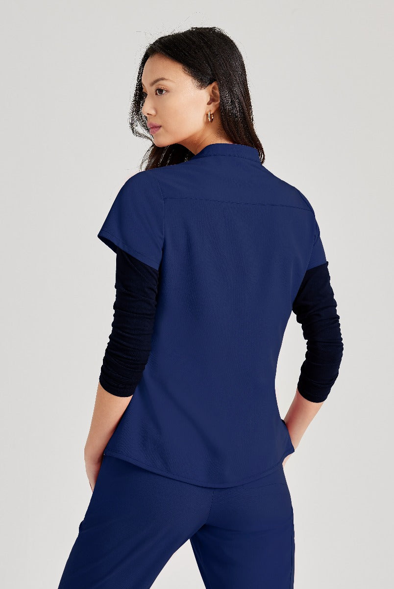 Barco Unify 1-Pocket Button Collar Tuck-In ScrubTop | NAVY
