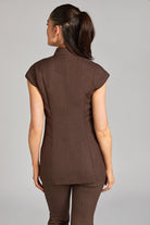 NICOLE WRAP EFFECT BEAUTY TUNIC | BROWN LINEN LOOK