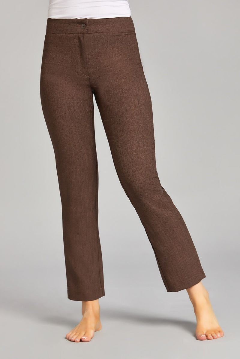 CLASSIC TROUSERS | BROWN LINEN LOOK