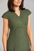 NICOLE WRAP EFFECT BEAUTY TUNIC | MOSS GREEN LINEN LOOK