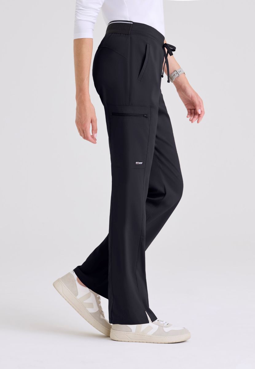 Greys Anatomy Kim 3 Pocket Elastic Back Waistband Zip-Pocket Pants | Steel