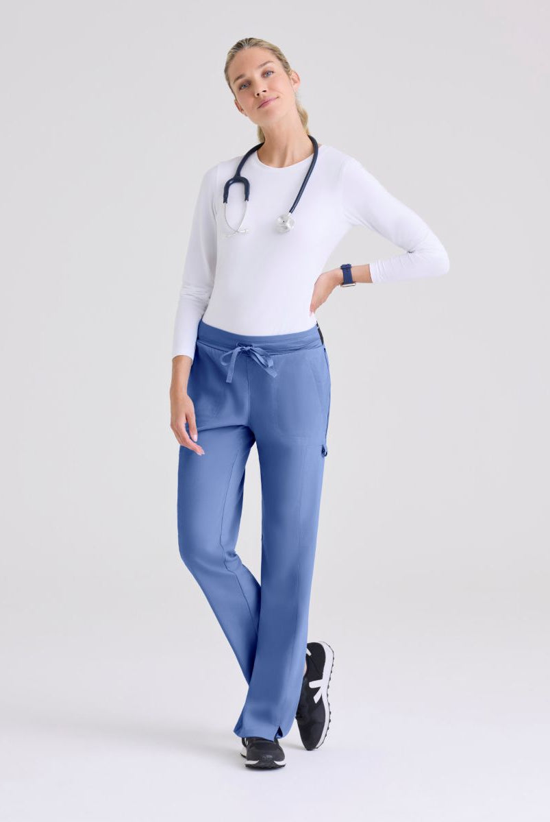 Greys Anatomy Kim 3 Pocket Elastic Back Waistband Zip-Pocket Pants | TRUE CEIL