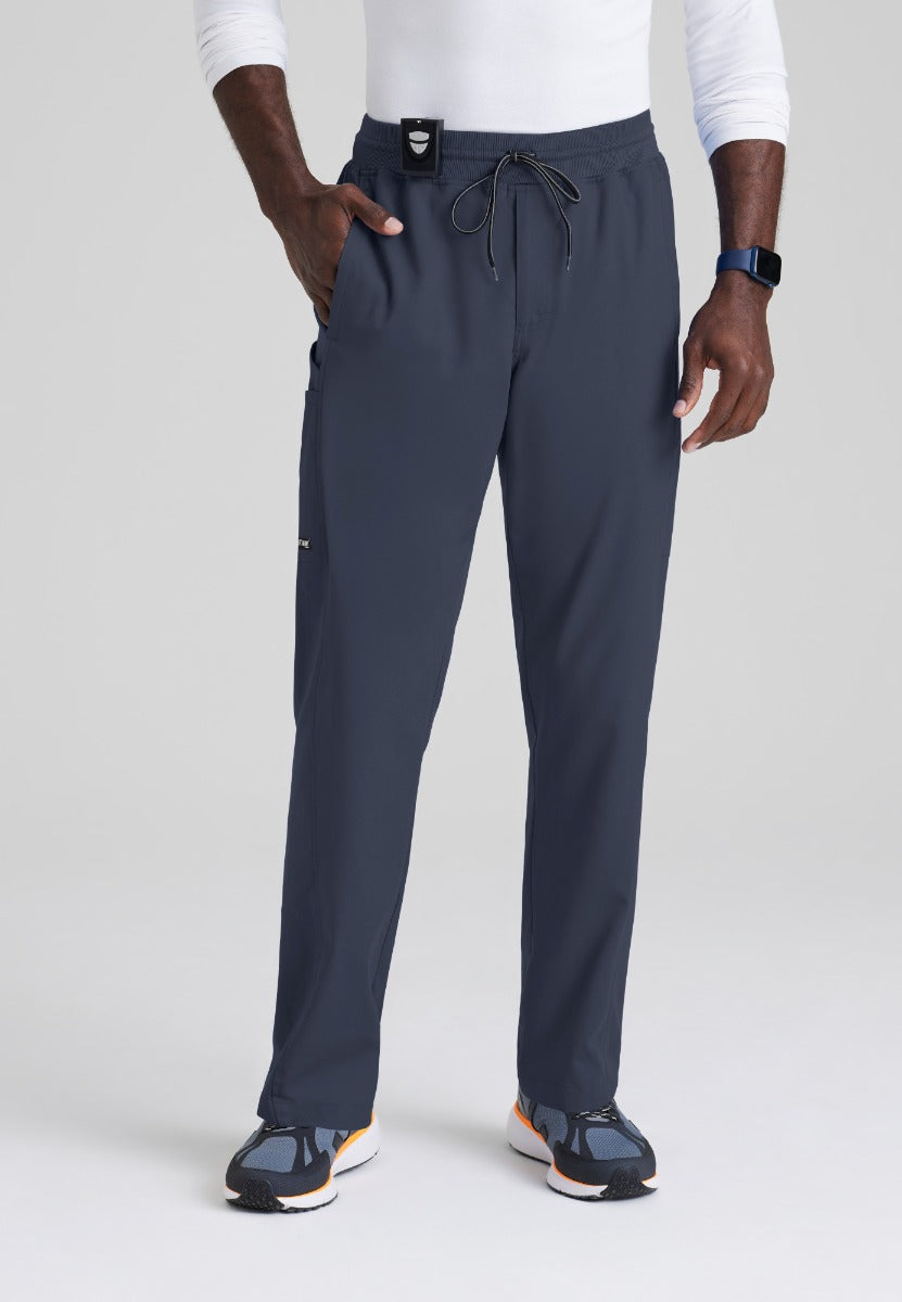 Greys Anatomy Men's 6 Pocket Straight Pant Shorter Leg Length 30" | Steel