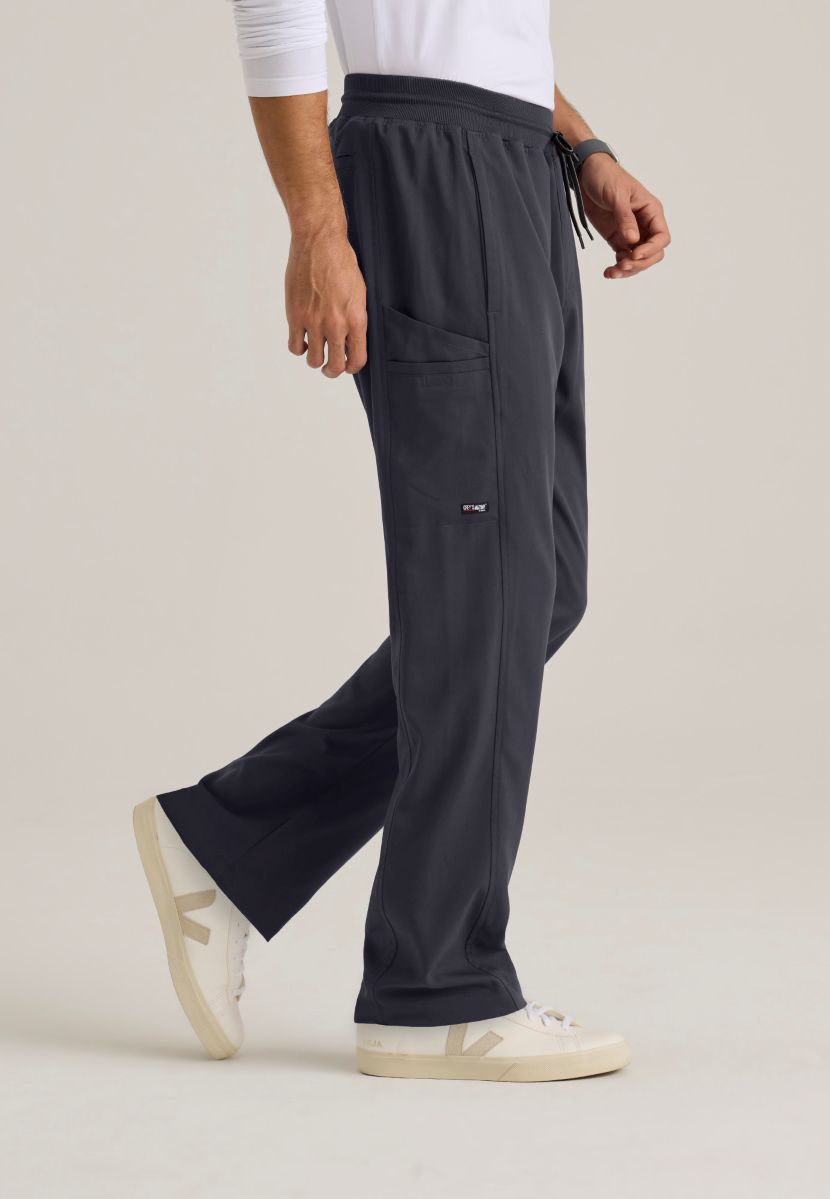 Greys Anatomy Men's 6 Pocket Straight Pant Shorter Leg Length 30" | Steel