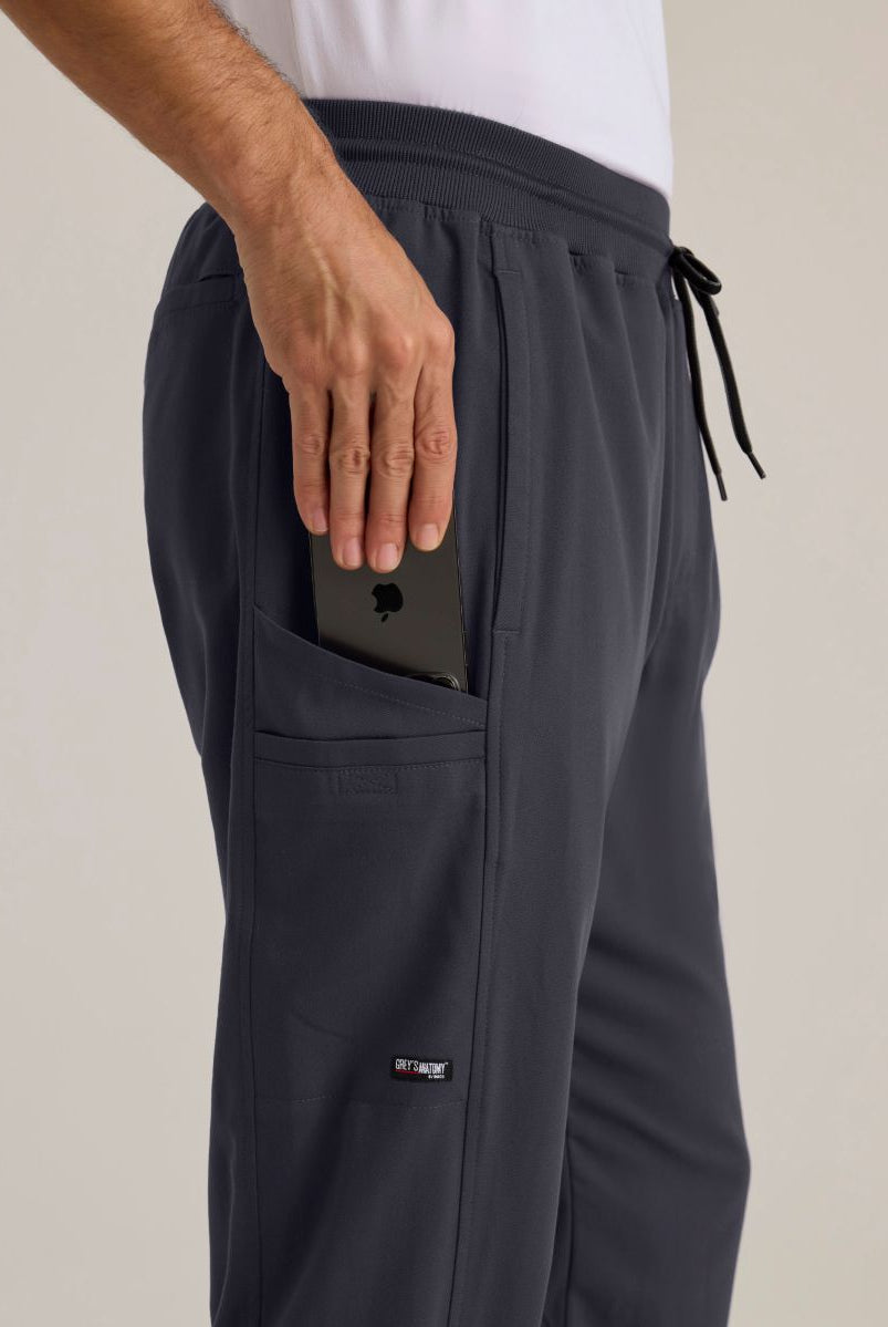 Greys Anatomy Men's 6 Pocket Straight Pant Shorter Leg Length 30" | Steel