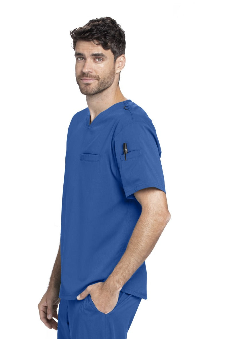 Grey's Anatomy Active Spandex Stretch Men's 3-Pocket V-Neck Scrub Tops | New Royal