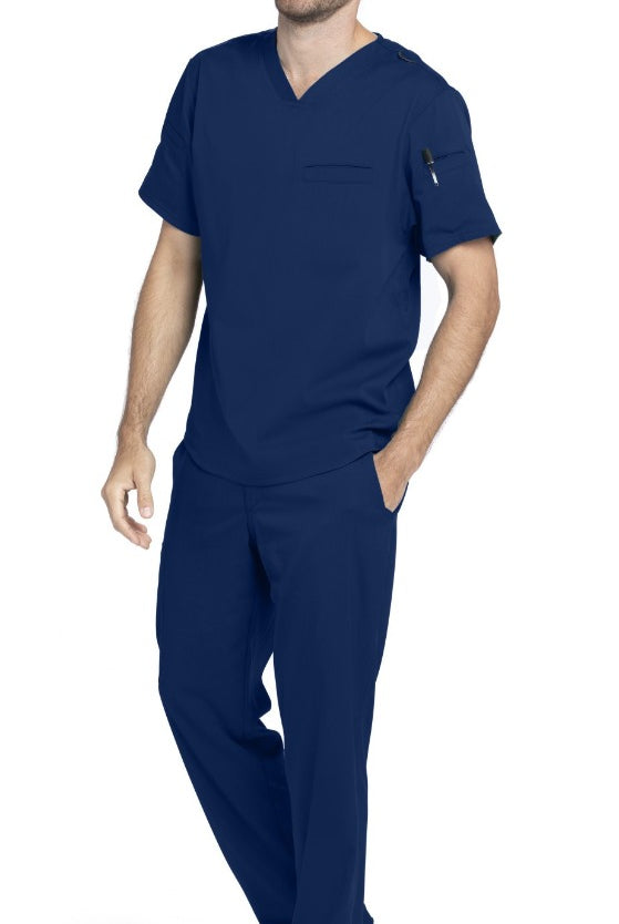 Grey's Anatomy Active Spandex Stretch Men's 3-Pocket V-Neck Scrub Tops | NAVY