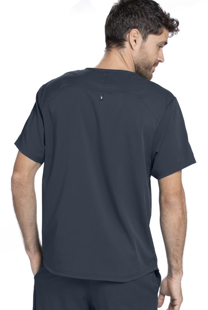 Grey's Anatomy Active Spandex Stretch Men's 3-Pocket V-Neck Scrub Tops | Steel