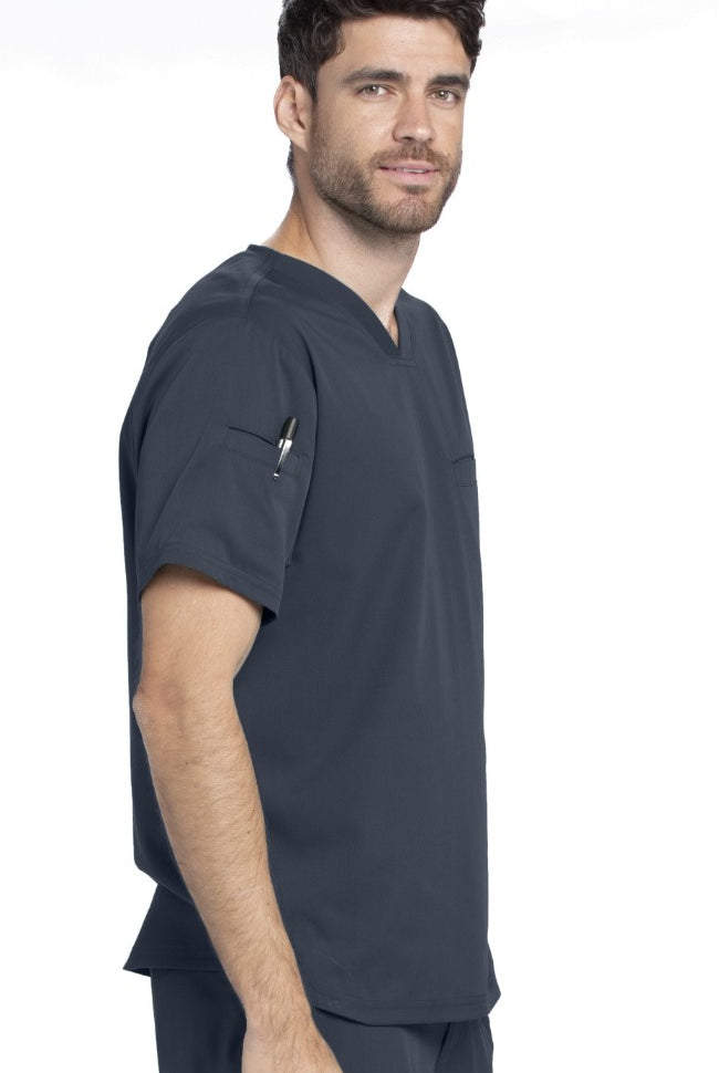 Grey's Anatomy Active Spandex Stretch Men's 3-Pocket V-Neck Scrub Tops | Steel