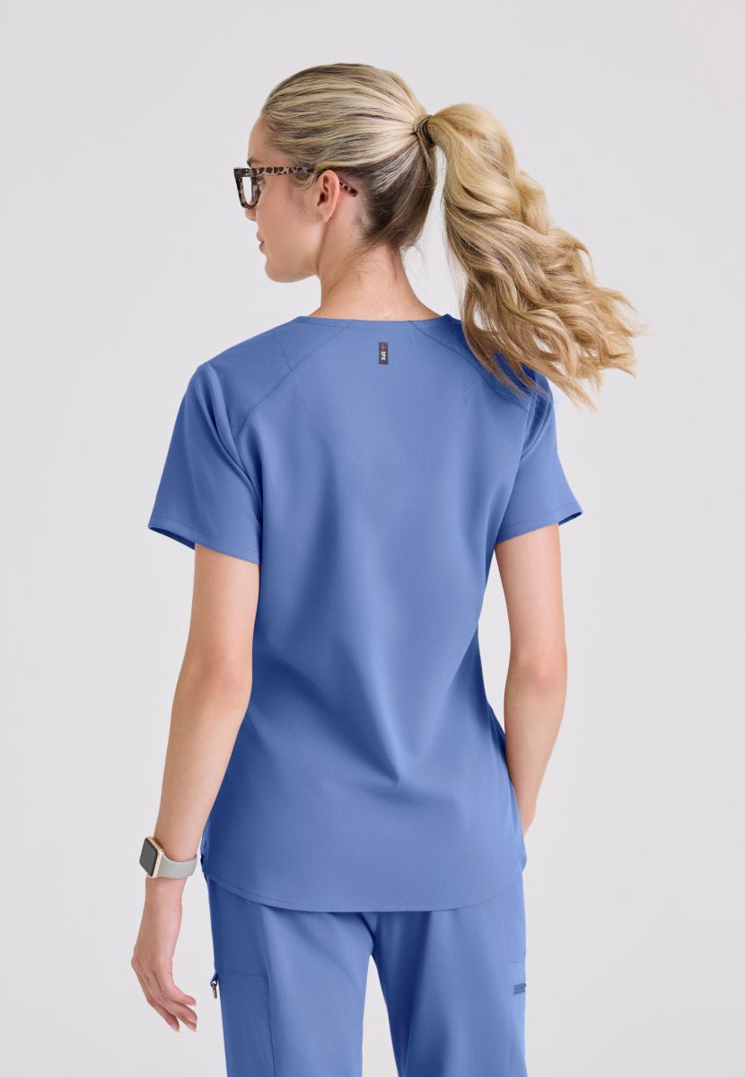 Greys Anatomy Emma 4 pocket, V-neck scrub top with angled seams | TRUE CEIL