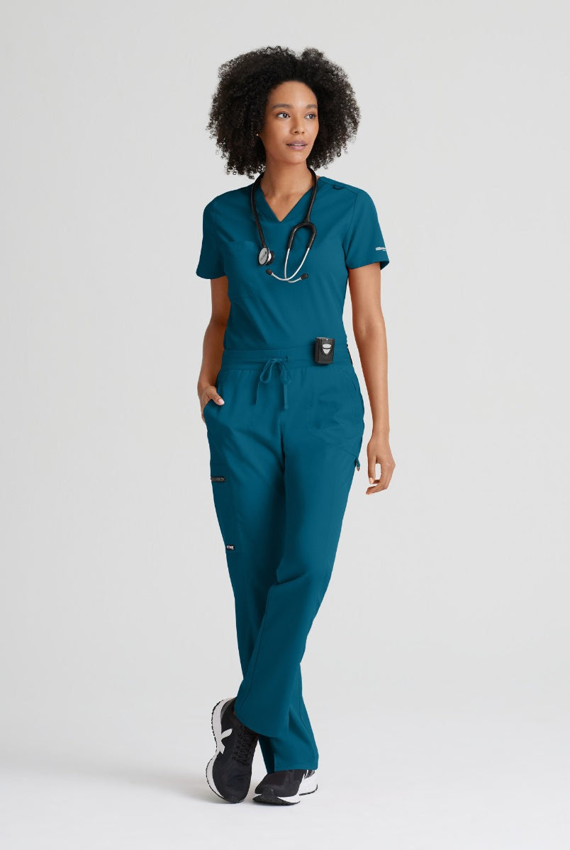 Grey's Anatomy Bree Tuck-in Scrub Top | Bahama / Caribbean