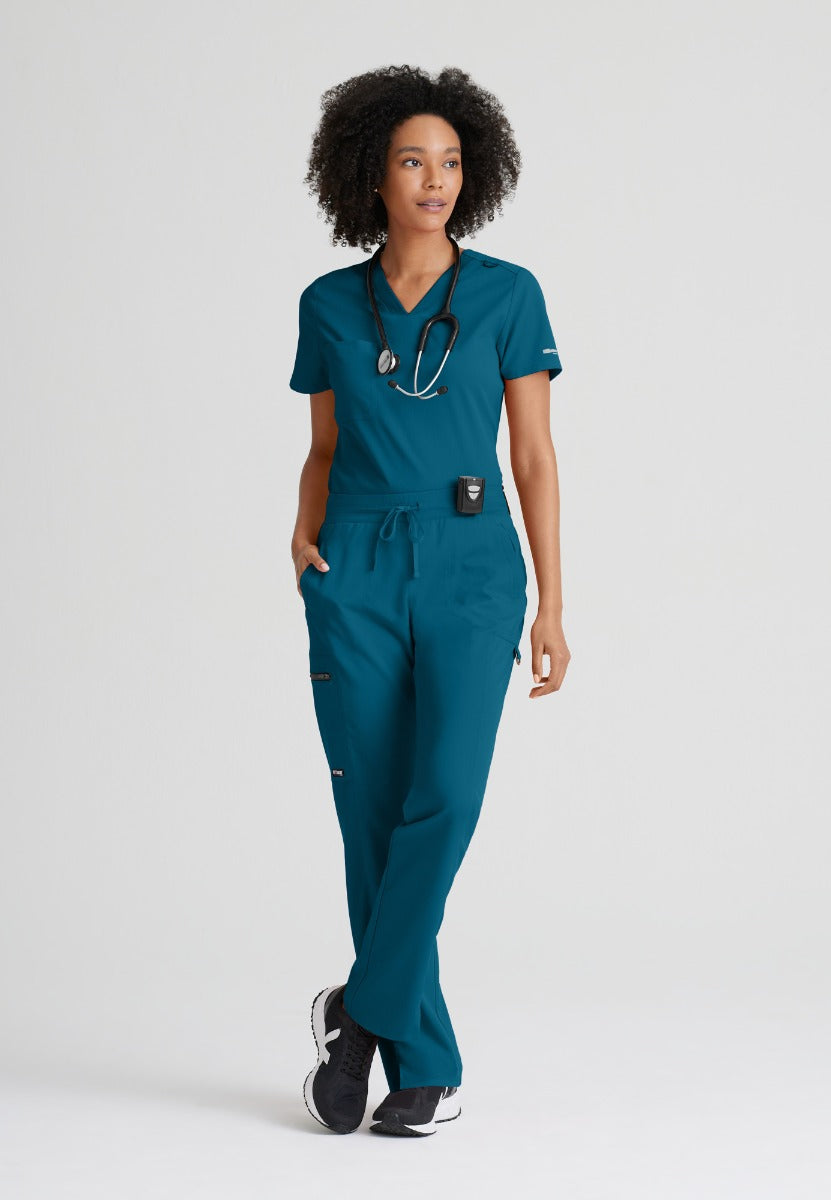 Grey's Anatomy Bree Tuck-in Scrub Top | Bahama / Caribbean