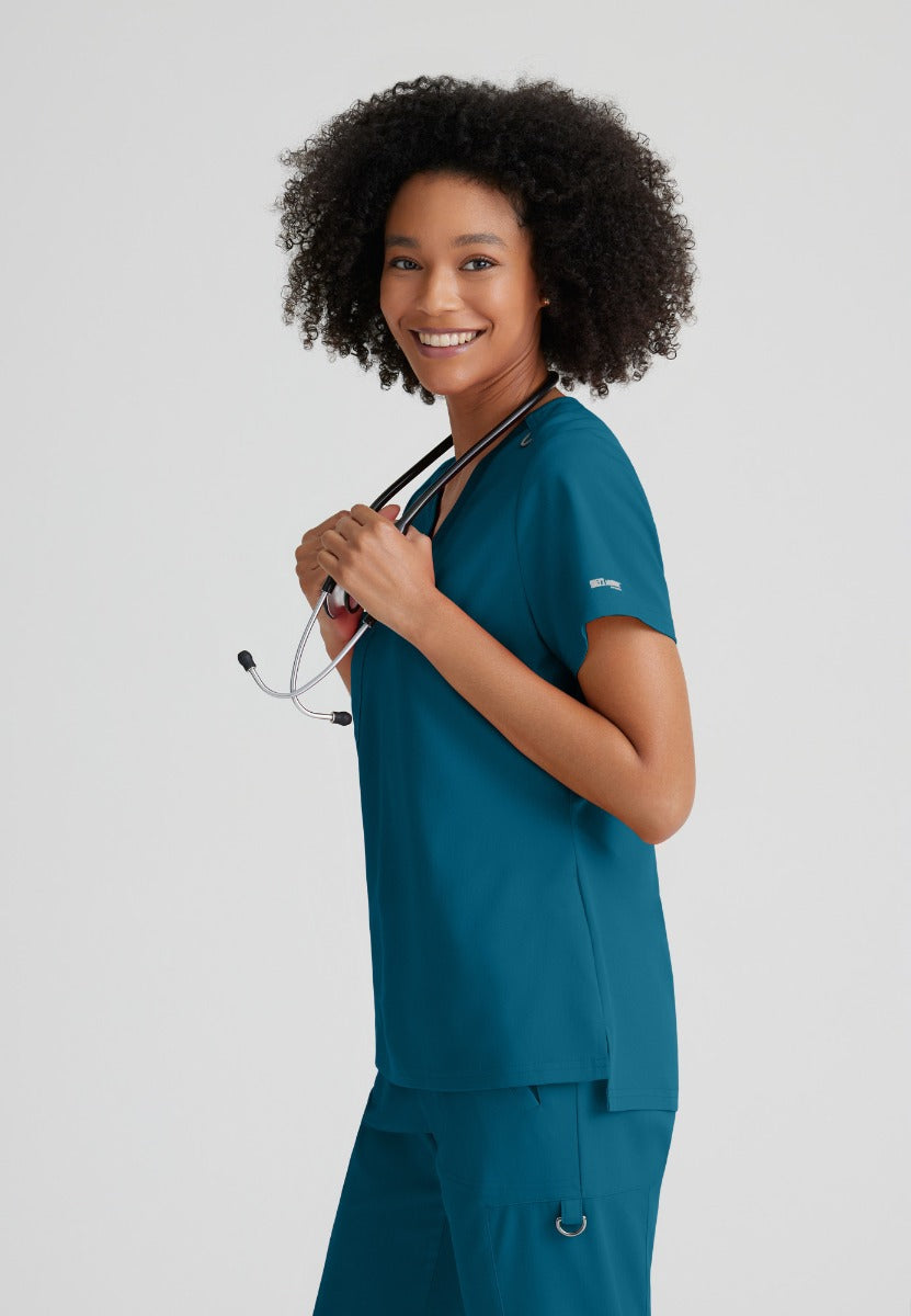 Grey's Anatomy Bree Tuck-in Scrub Top | Bahama / Caribbean