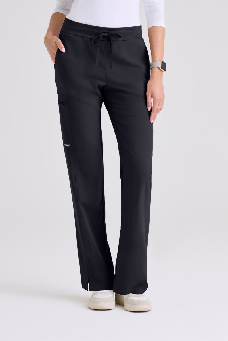 Greys Anatomy Kim 3 Pocket Elastic Back Waistband Zip-Pocket Pants | Steel