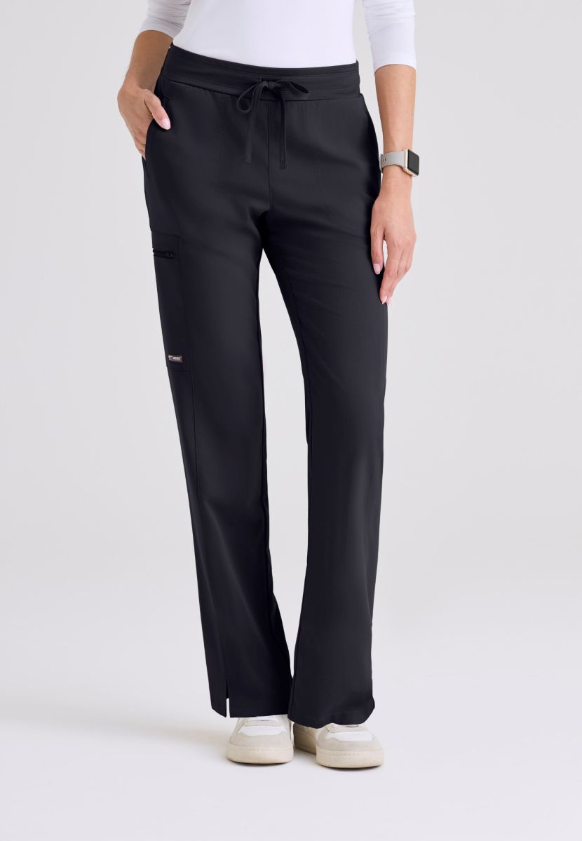Greys Anatomy Kim 3 Pocket Elastic Back Waistband Zip-Pocket Pants | Steel