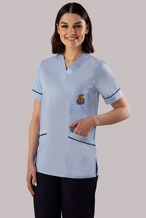 Mater Hospital Staff Nurse Unisex Scrubtop | SKY/NAVY