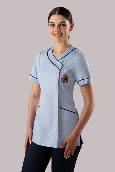 MATER HOSPITAL Staff Nurse Tunic Side Concealed Zip + 2 pockets | SKY/NAVY