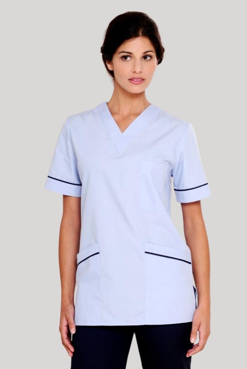 Diamond Designs Medical Unisex Scrub Top | SKY/NAVY