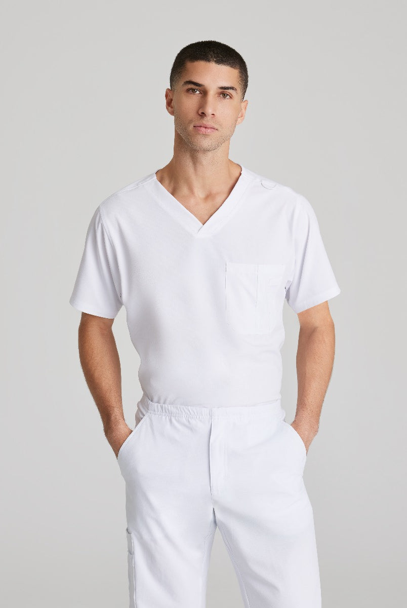 SKECHERS MALE STRUCTURE V-NECK TOP | WHITE