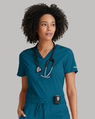 Grey's Anatomy Bree Tuck-in Scrub Top  | Bahama / Caribbean