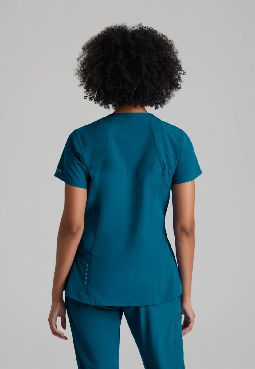 Barco One 4 Pocket V-Neck Perforated Panel Scrub Top | Bahama / Caribbean