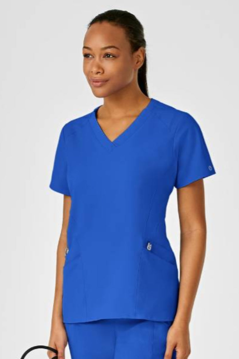 W123 WOMENS STYLIZED V-NECK TOP | ROYAL BLUE