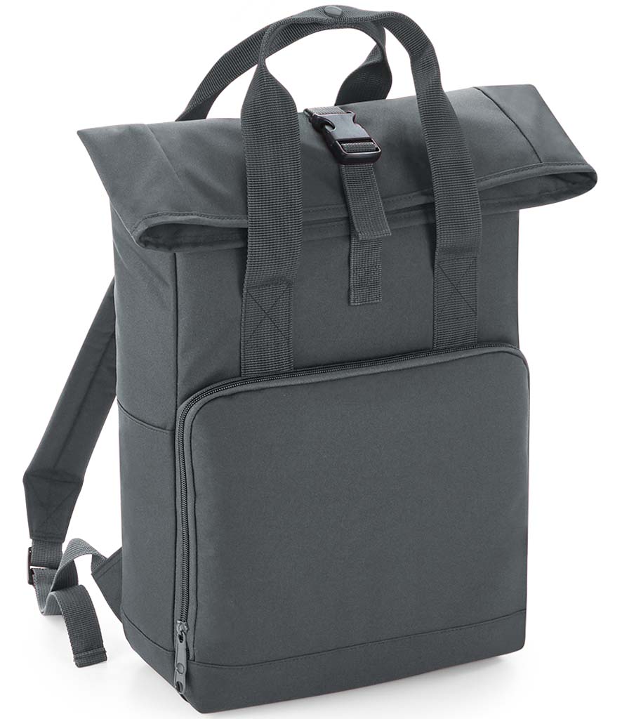 BG118 BagBase Recycled Twin Handle Roll-Top Backpack | Graphite Grey