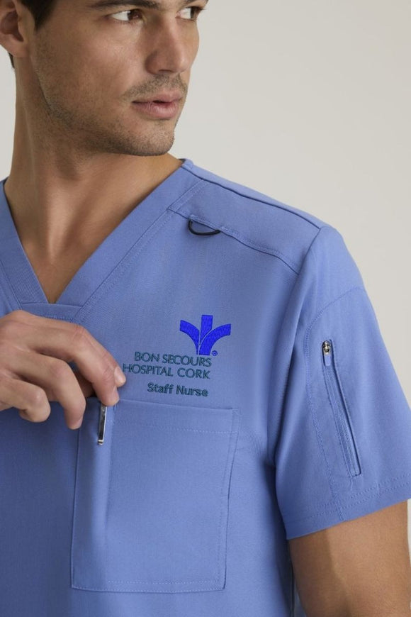 Staff Nurse Murphy V-Neck Scrub Top with Bon Secours Cork logo and your name