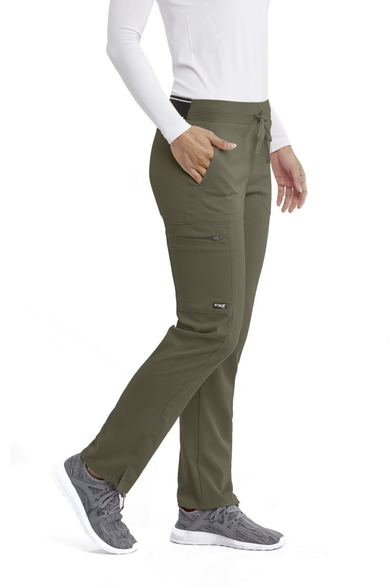 Greys Anatomy Kim 3 Pocket Elastic Back Waistband Zip-Pocket Pants | OLIVE