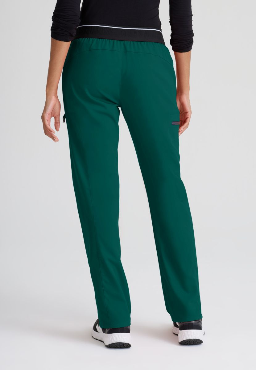 Greys Anatomy Kim 3 Pocket Elastic Back Waistband Zip-Pocket Pants | Hunter Green
