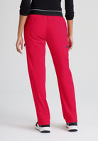 Greys Anatomy Kim 3 Pocket Elastic Back Waistband Zip-Pocket Pants | Scarlet Red