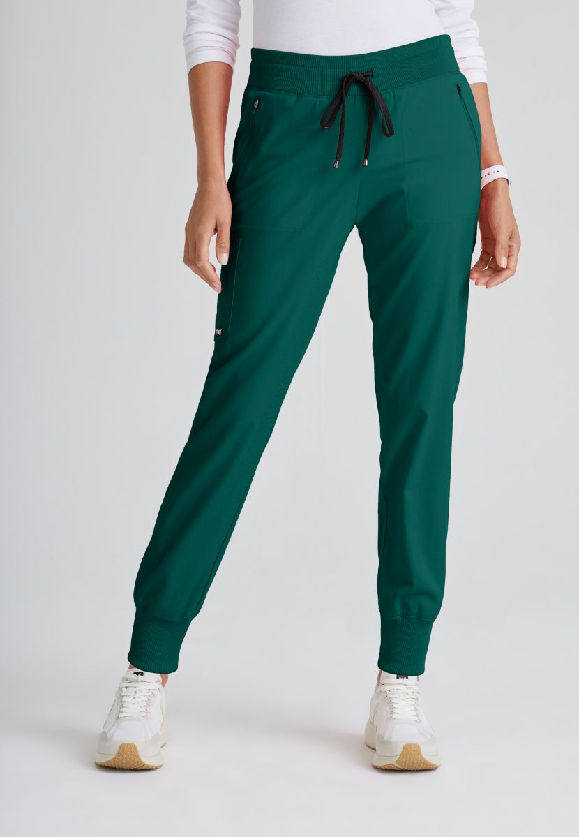 Grey's Anatomy Eden Women's 5-Pocket Cargo Jogger Scrub Trousers | Hunter Green