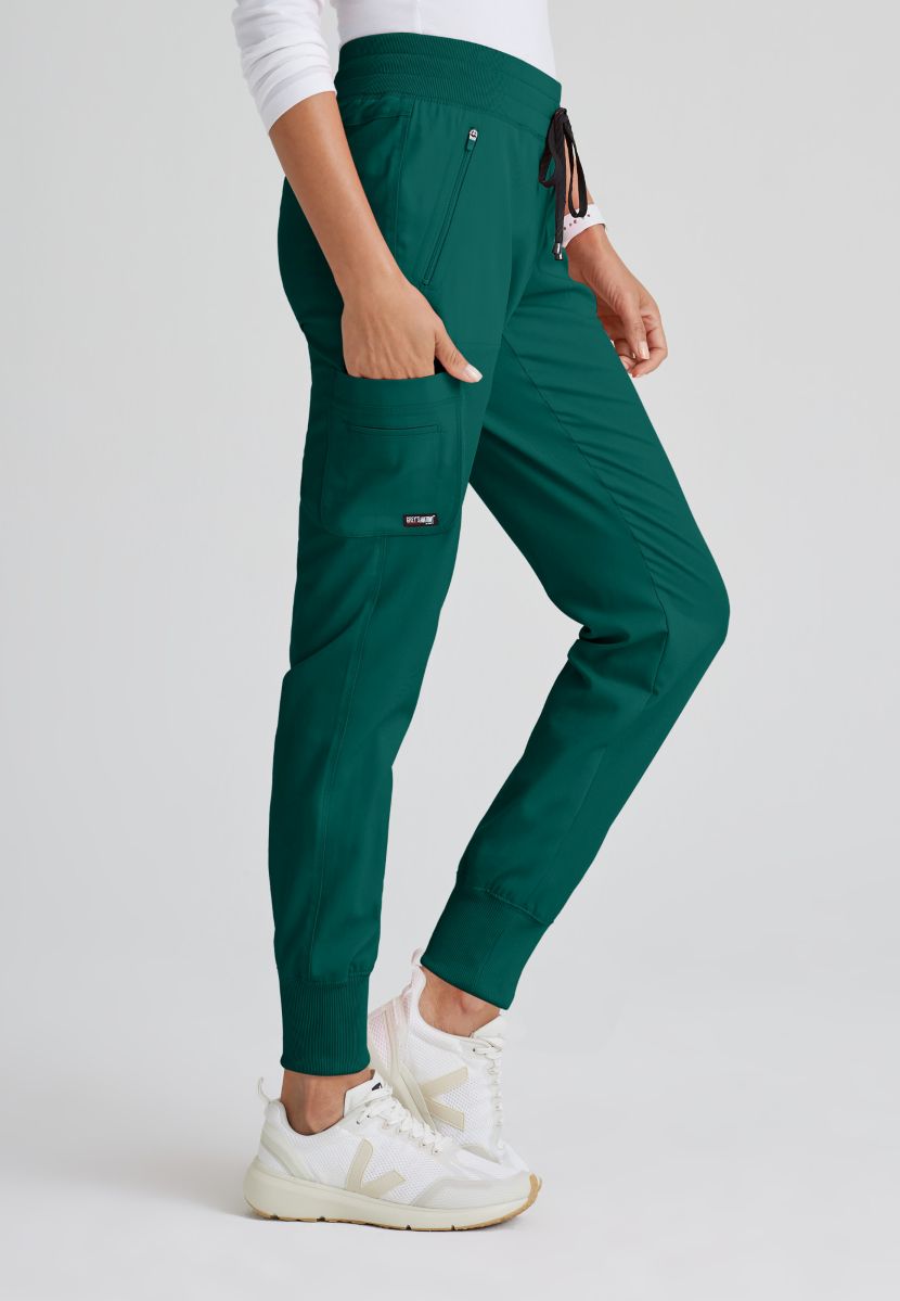 Grey's Anatomy Eden Women's 5-Pocket Cargo Jogger Scrub Trousers | Hunter Green