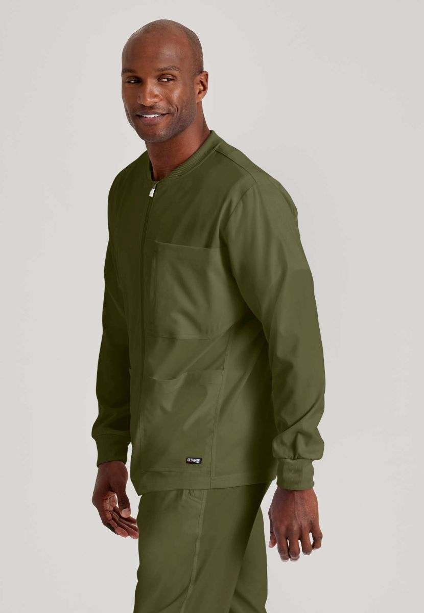 Grey's Anatomy by Barco Spandex Stretch Men's Antimicrobial Warm-Up Scrub Jacket | OLIVE