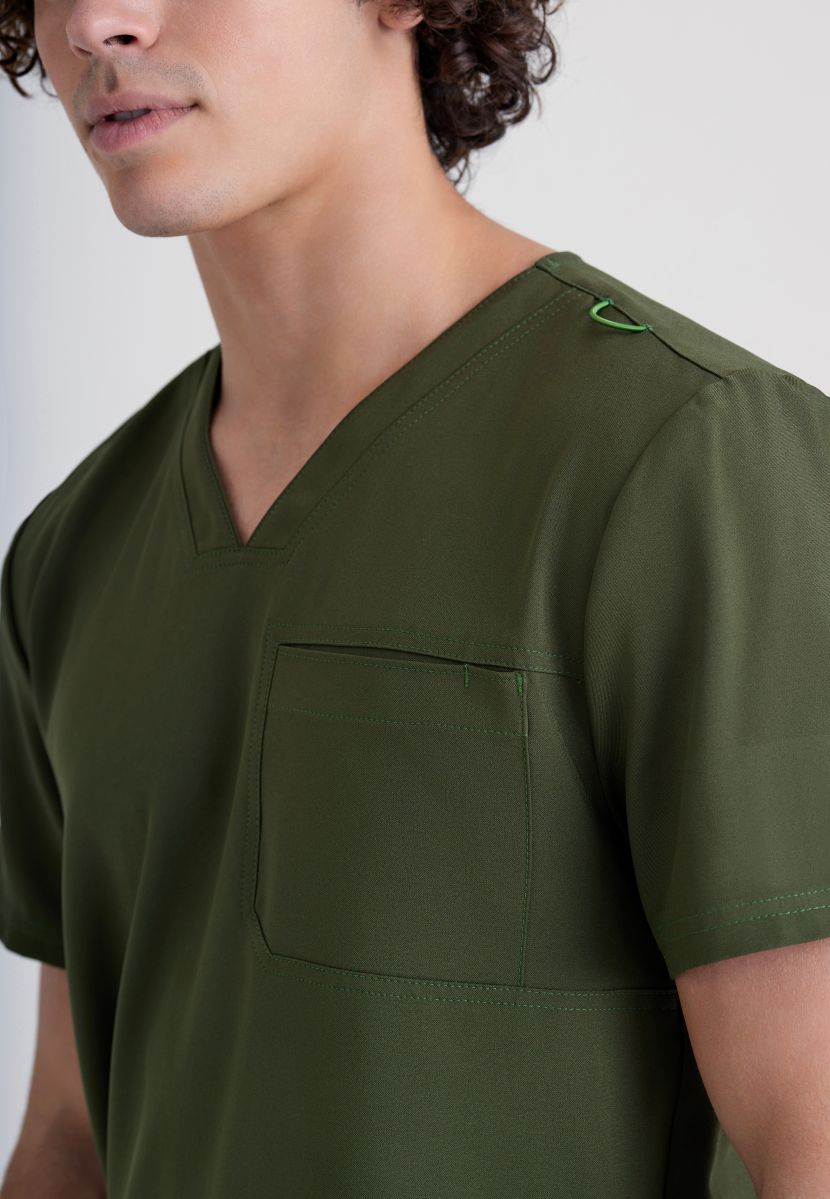 Grey's Anatomy Evolve Piped V-Neck Male Top | Fern