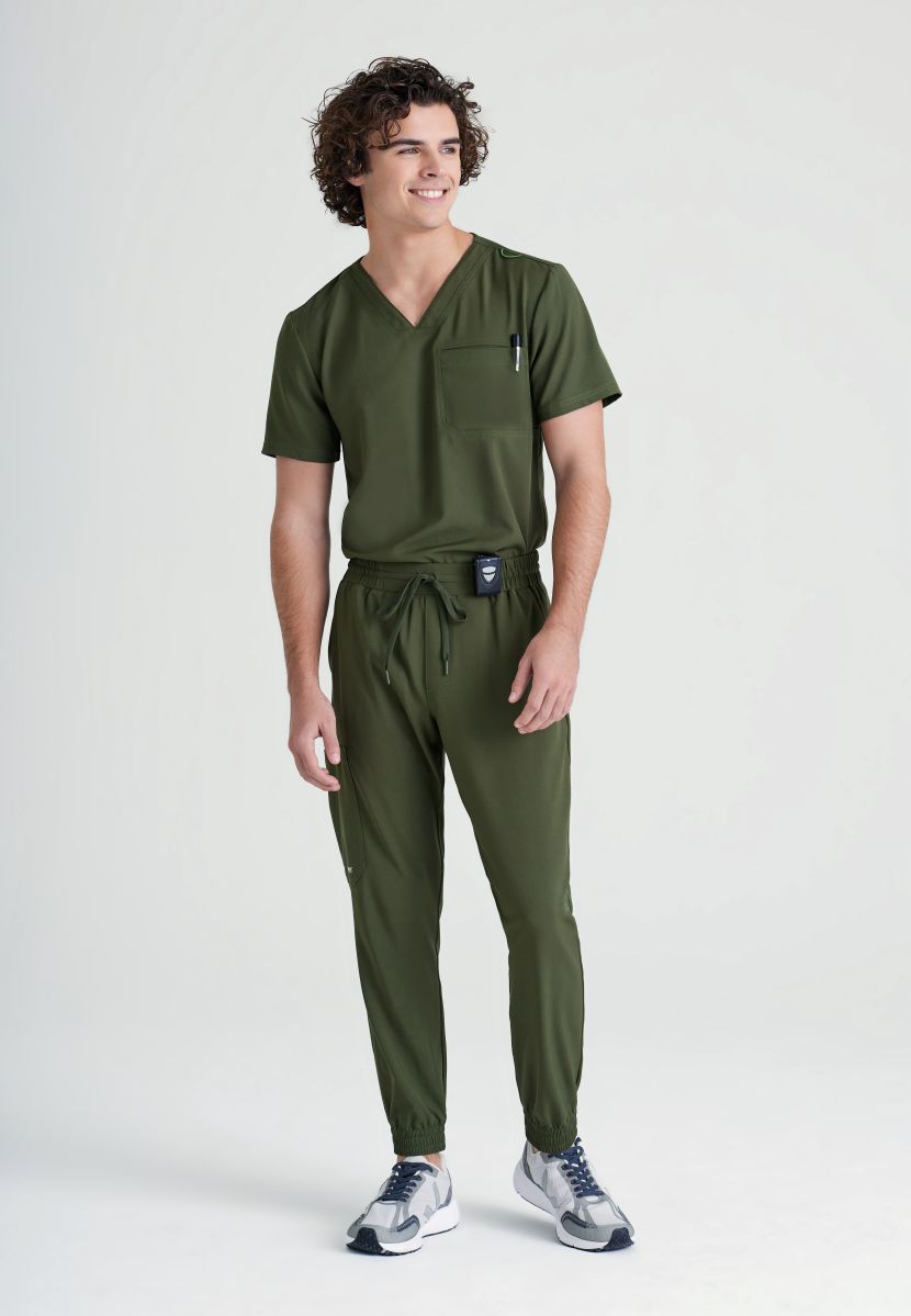 Grey's Anatomy Evolve Piped V-Neck Male Top | Fern