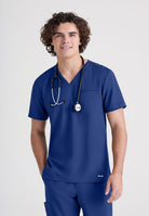Grey's Anatomy Evolve Piped V-Neck Male Top | NAVY